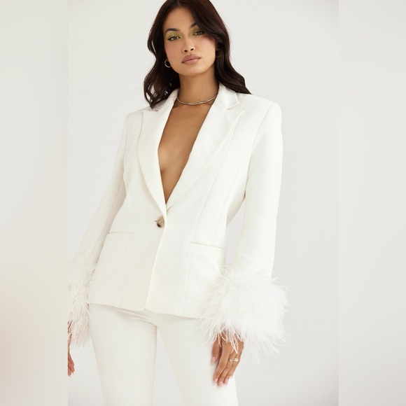 House of CB Iman Ivory Oversized Blazer & Fae Hem Trousers Size XS - Picture 4 of 13